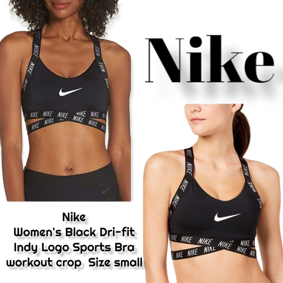 Nike Other - NikeWomen's Black & white logo Dri-fit Indy Logo Sports Bra crop workout top s